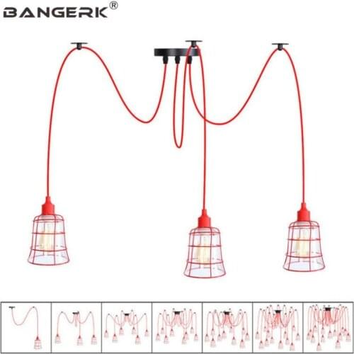 Nordic Design Loft Modern Pendant Light Edison Decor Lamp Dining Room DIY Red Iron Glass Hanglamp Indoor Lighting Luminaire