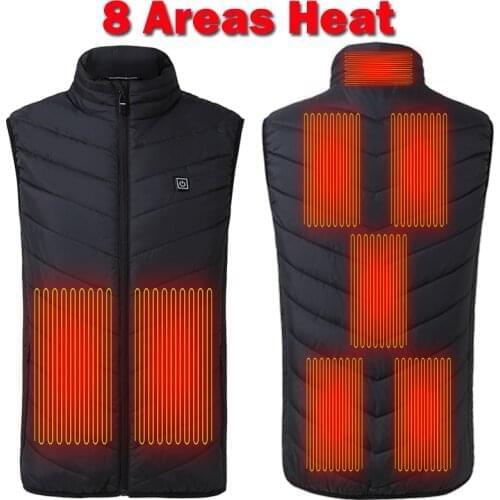 Tactical 8 Areas Heated Vest jacket USB Men Winter Electrical Heated Sleevless Jacket Travel Outdoor Fishing Hiking Heat jacket