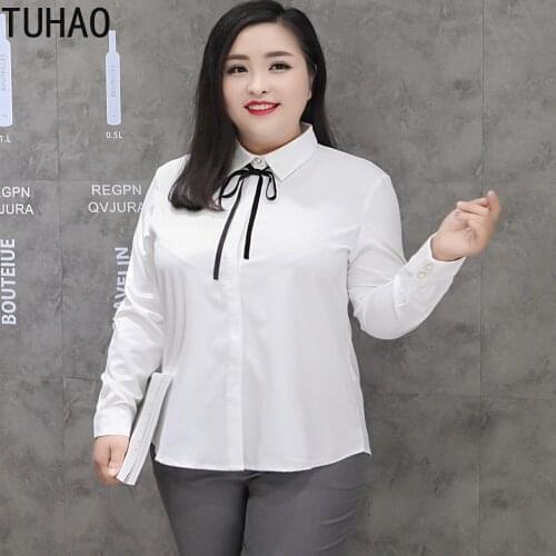 TUHAO Autumn Winter 5XL 6XL 7XL 8XL Plus Size Women Blouses WHITE Tops Blouse Woman Shirts Elegante Blusas Top Shirt