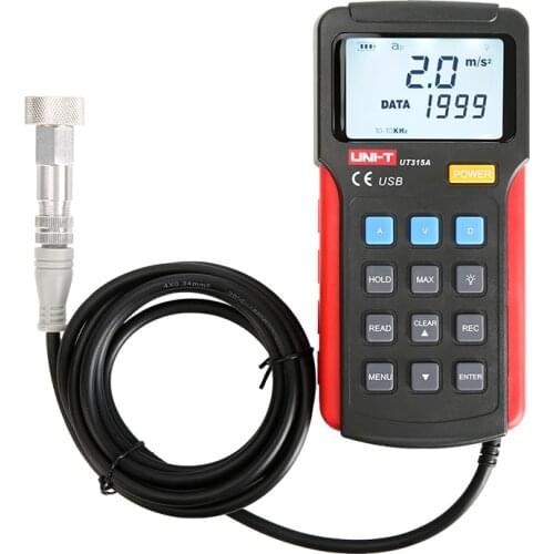 Digital Vibration Tester Uni-T UT315A vibrograph vibrometer w/Acceleration Velocity Displacement Test Data hold USB PC Software