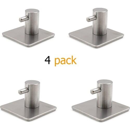 Bathroom hooks for kitchen Door Wall Hanger Wall Hooks Hanger Self Adhesive Robe Towel Hook 304 Stainless Steel genuine 4PCS