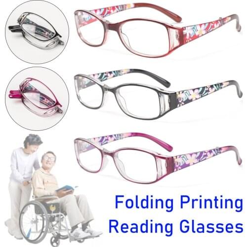 Vintage Classic Printing Folding Reading Glasses Anti-blue Light Glasses Radiation Protection Presbyopia Eyeglasses Eyewear