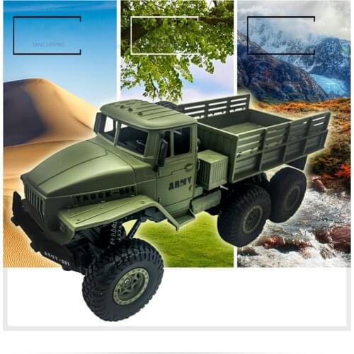 1:16 High Speed RC Car Military Truck 2.4G Six-wheel Remote Control Off-road Climbing Vehicle Model Toy for Kids Birthday Gift