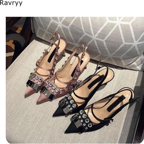 Female party dress shoes crystal shoes woman high heels pointed toe sexy pumps bling bling rhinestone decor 2018 summer sandals