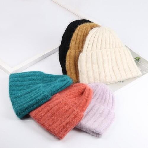 Winter Hat Women Angora Beanie With Brim Warm Autumn Outdoor Skiing Accessory For Teenagers Sports