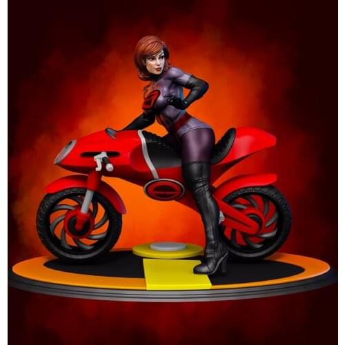1/24 75mm 1/18 100mm Resin Model Girl on Motorcycle Pilot Figure Unpainted No Color RW-345