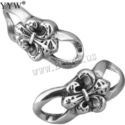 10pcs/Lot Antique Stainless Steel Clasps Diy Connector 33x15x6mm For Woman Man Leather Cord Bracelet Necklace Jewelry Making