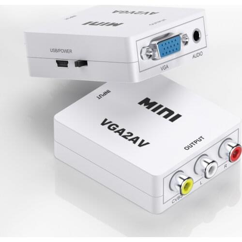 1080P Mini VGA2AV Converter Adapter VGA to AV RCA Converter