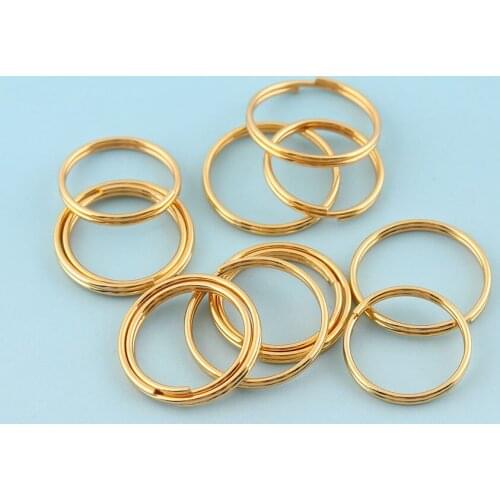 16mm Round Jewelry rings Metal Mini Split Rings for Key Chain Gold plated Keyrings Jump rings Wholesale Key Lanyard Findings