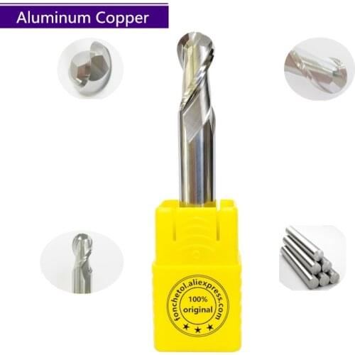 1PCS-free shipping cnc solid carbide 2 flutes ball nose end mill,aluminum and copper spherical engraving milling cutter