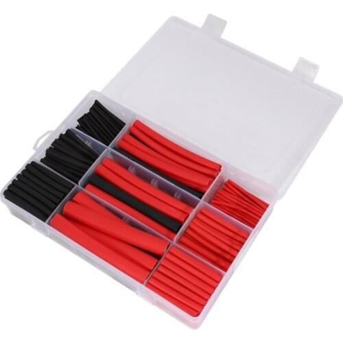270Pcs 3: 1 Shrink Ratio Dual Wall Adhesive Lined Heat Shrink Tubing Tube 6 Size 2 Color KIT Black Red