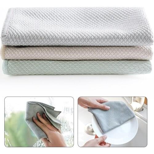 3pcsKitchen Towel Microfiber Cleaning Cloth Non-Stick Washing Dish Wiping Rags Window Glass Car Rag Household Cleaning Tools