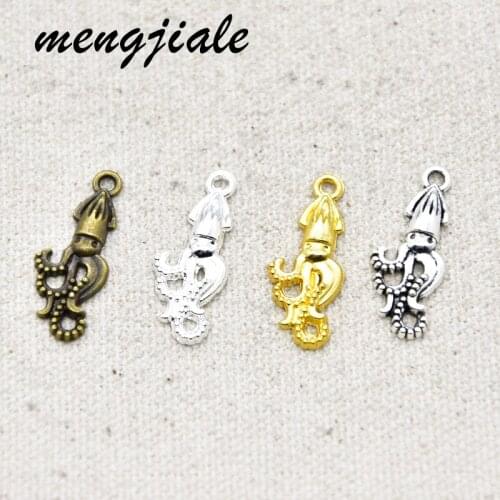 40pcs Wholesale Four Color Octopus Charms Alloy Metal Pendants For DIY Crafts Jewelry Accessories Making 25*10mm