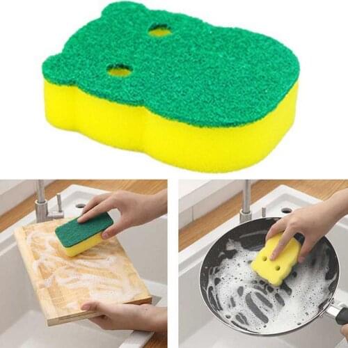 5PCS Kitchen Sponge Cleaning Wipe Household Thickened Brush Scouring Double-Sided Strong Decontamination Pad Absorbent L5Y4