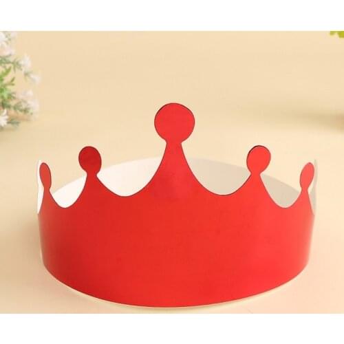 50pcs Adjustable Paper Birthday Crown Princess Prince Hat Children Adult Party Dress Decoration Supplies Boy Girl Red Gold