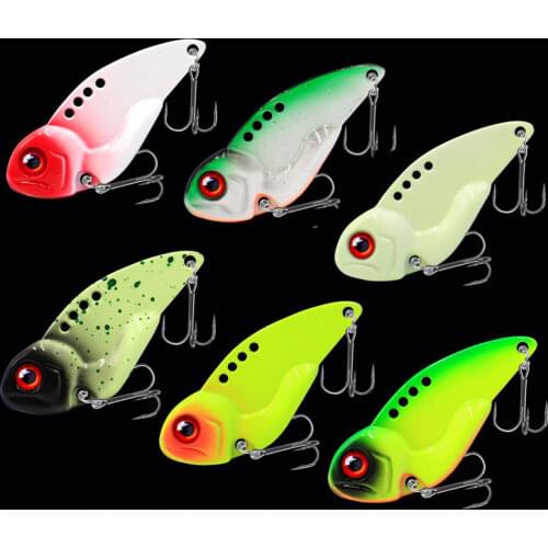 7g Metal VIB Luminous Lures Vivid Vibrations Spoon Lure Fishing Bait Bass Artificial Hard Bait Cicada Lure Vib Bait 3D Eyes