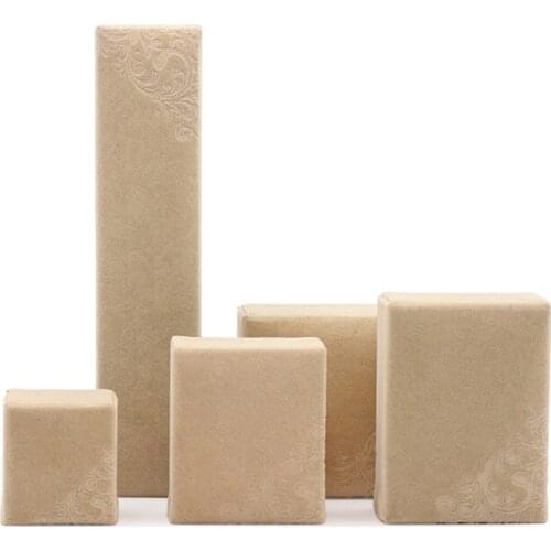 Beige Flannel Embossed Jewelry Gift Box For Femal Wedding Ring Earring Pendent Bracelet Showcase Jewellery Organizers For Lover