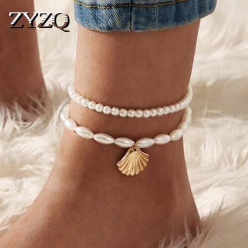 ZYZQ Bohemian Shell Beads Starfish Anklets for Women Beach Anklet Leg Bracelet Handmade Boho Foot Chain Jewelry Sandals Gift