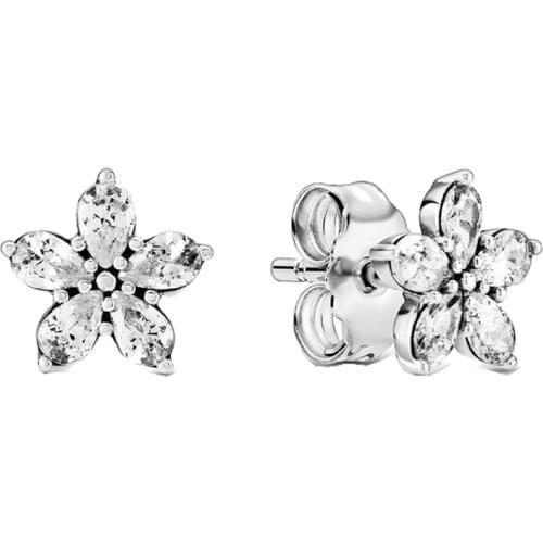 Flower CZ Silver Earrings S925 Silver Ear Studs Hoop Earrings For Women Fashion Silver Drop Earring Jewelry Girl Lady Woman Gift