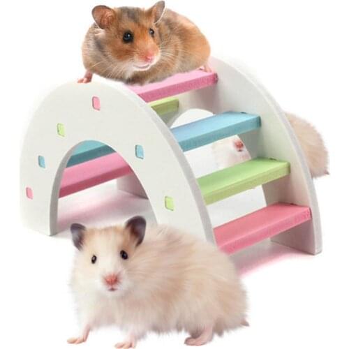 Wooden Small Pet Mice Squirrel Hamster Climbing Ladder Stairs Bridge Playing Toy Small Wooden Multi-layer Ladder Climbing Toy