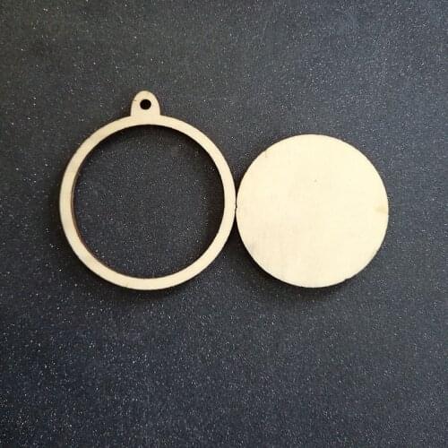 60pcs Unfinished Blank Wood Circle Ornaments Frame Wooden Laser Cut Charm Rustic Disc