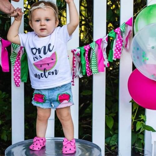 One In A Melon T shirt girl summer Watermelon themed 1st 1 One year old first girl birthday decoration gift present Photo props