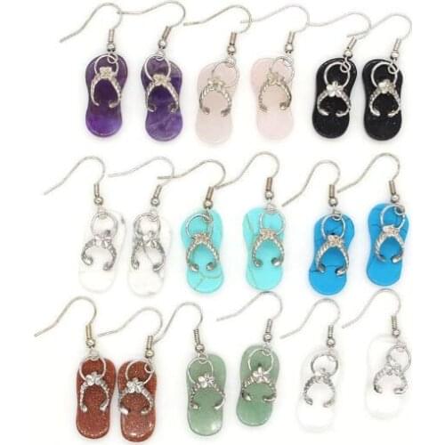 Hottest !!! Flip-Flops stone earring shoe dangel earrings love gift lovely trendy gift can match set