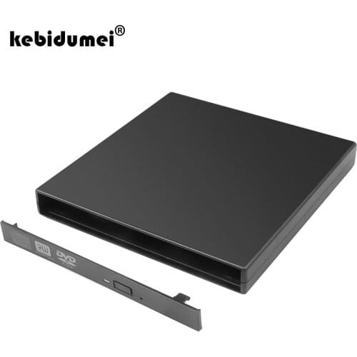 Kebidumei Hot USB 2.0 SATA external drive DVD CD DVD-Rom IDE Case drive box 12.7MM Slim for Laptop Notebook Computer Black
