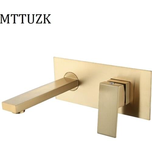 MTTUZK Bathroom Brushed Gold Faucet Basin Faucet Wiht Panel and Embedded box Sink Tap Solid Brass Tap Faucet Basin Mixer Faucet