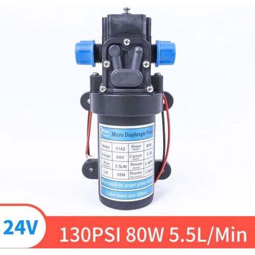 DC 24V 130PIS 80W 5.5L / Min High Quality Small Safety High Pressure Miniature Diaphragm Self-priming Pump For Liquid Filling