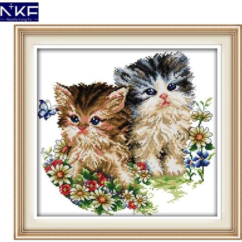 NKF Cat Lovers Pattern Chinese Painting Counted or Stamped 11CT14CT DIY Handmade Crafts Cross Stitch Embroidery Needlework Sets