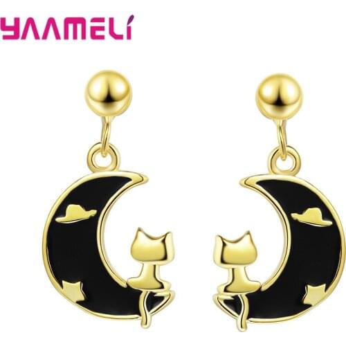 New Arrival Moon Genuine S925 Sterling Silver Drop Earring For Women Exquisite Moon Earrings Fashion Jewelry Accessories