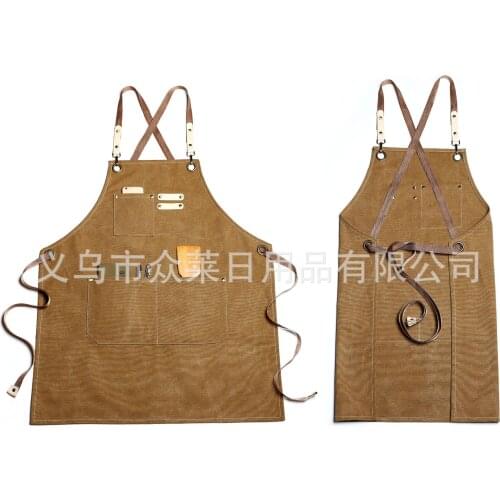 The New Restaurant Barber Shop Advertising Waist-pure Cotton Hooded Coffee Shop Denim Work Apron Set Factory