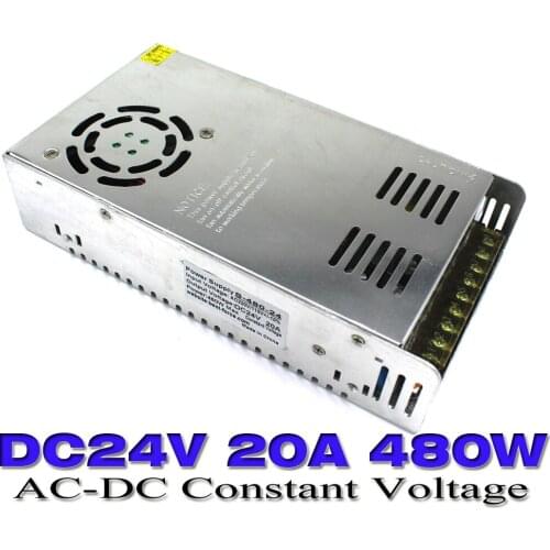 Single Output 24v power supply 20A 480W Switching Driver Transformer AC110V 220V to ups DC24v for Led strip lamp CNC CCTV
