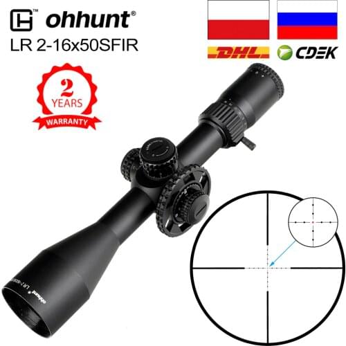 Ohhunt LR 2-16x50 SFIR Hunting Scope Mil Dot Glass Etched Reticle Red Illumination Side Parallax Turrets Lock Reset Riflescope