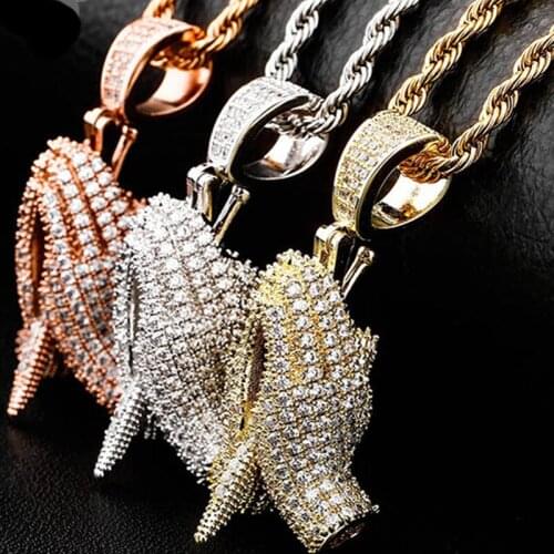 New Hip Hop Praying Hand Pendant Necklace Bling Bling Fashion Charm Jewelry Iced Out Cubic Zirconia Gift for Men Women
