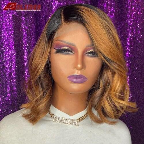 4X4 Lace Closure Body Wave Wig 1B/30 Ombre Blonde Highlight Lace Front Human Hair Wig Short Bob 13x4 Lace Front Wigs For Women