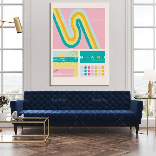 Miami printable wall art, urban art poster, colorful abstract Miami poster decoration home unique gift