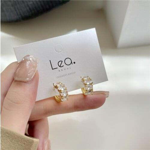 Simple French High New Statement Earrings Circle Chain Cubic Zirconia Elegant Earrings