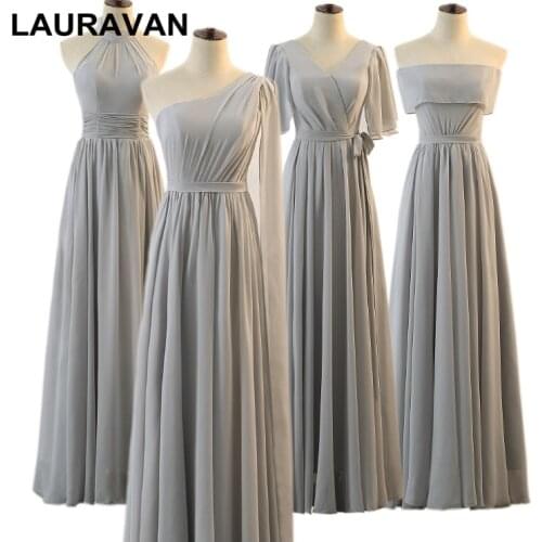 Grey women bridesmaids dress multi styles girls chiffon bridesmaid occassion dresses with corset back for wedding guests