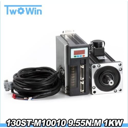 1KW 130ST-M10010 9.55N.M 1000rpm AC Servo Motor Kits CNC Sewing Machine Motor 1000w 130st m10010 Matched Driver With Cable