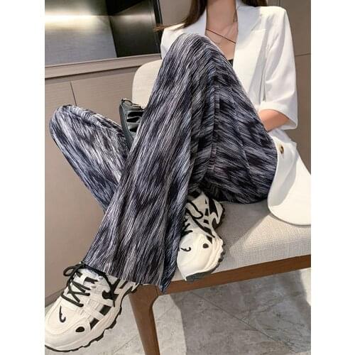 Tie-Dyed Wide-Leg Pants Womens Summer Thin Section Was Thin and High Waist Drape Loose Straight Leg Printed Mopping Pants