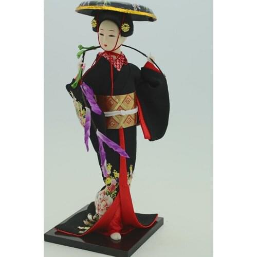 Traditional Japanese Costume Girl Standing Doll Models Desk Ornament 12 Inch