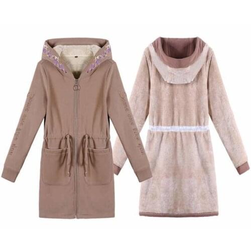 Lamb Velvet Jacket Women Plus Velvet Thick Winter New Korean Loose Hooded Large Size 5XL Mid-Length Hooded Sweatshirt Cardigan