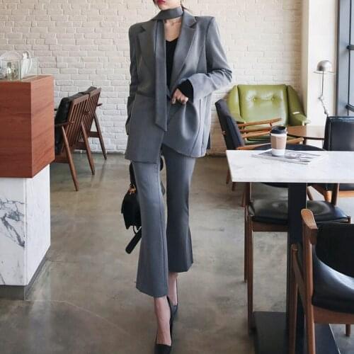 Spring New Korean Casual Thin Section Blazer Nine Pants Suits Fashion Temperament Loose Women Two-piece Set Tide Clothing f2858