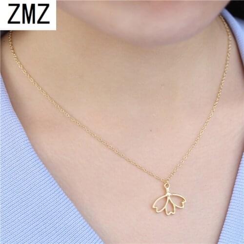ZMZ 2019 50pcs Europe/US fashion The lotus pendant cute The lotus necklace gift for mom/girlfriend party gold/silver jewelry