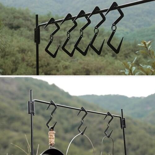 1-4pcs Outdoor Camping Leather Hanging Hook S-Shaped Kitchenware Finishing Hook Kitchen Pot Pan Lamp Holder Hook Storage Rack
