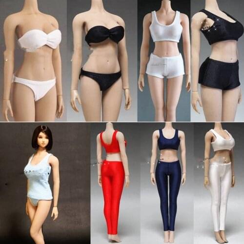 1/6 Sexy Sleeveless T-shirt Elasticity Vest Shorts Leggings Chest Wrap Briefs Tight-fitting Sportswear for 12'' Female Body