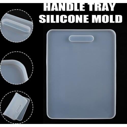 1pc DIY Crystal Rectangle Handle Tray Silicone Mold Mirror Epoxy Resin Casting Moulds For Home Supplies