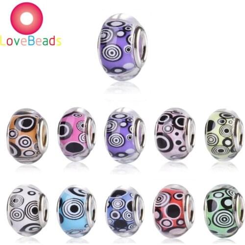 10Pcs Assorted Color Evil Eye Round Loose Beads Big Hole Silver Plated Fit for Pandora Bracelet Necklace DIY Jewelry Accessories